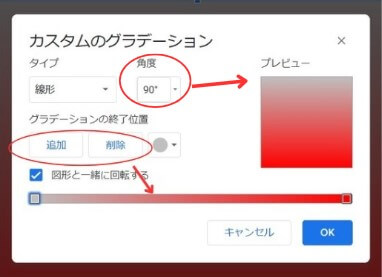 グラデーションの設定２（線形）